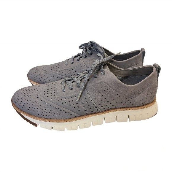 Cole Haan ZEROGRAND Perforated Oxford Marine Grey Nubuck Mens Size 11 - Picture 1 of 16